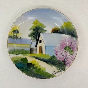 Vintage Signed Kuriki Japanese Hand Painted Collectable Trinket Dish
